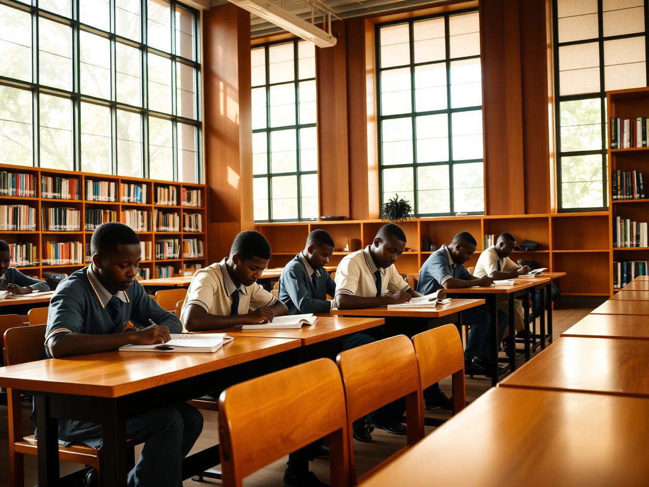 Students reading in the school library
